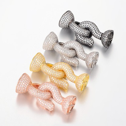 Brass Micro Pave Cubic Zirconia Hook and S-Hook Clasps, 24x15mm