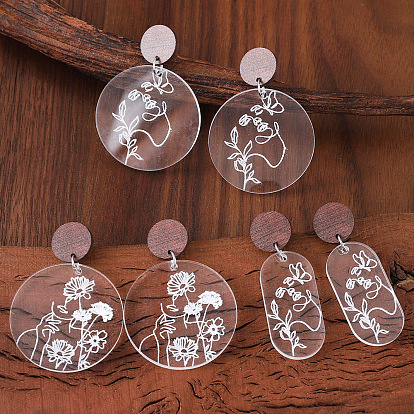 Акриловые серьги-гвоздики в богемном стиле, нержавеющей стали, украшения для женщин, платина