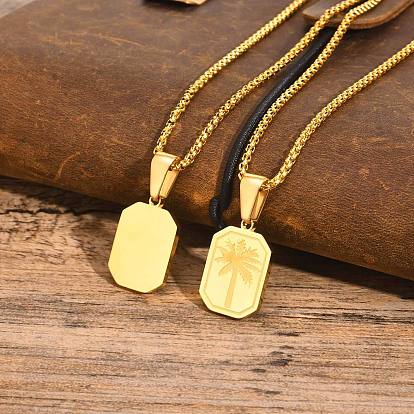 Collares colgante de acero inoxidable, árbol de coco