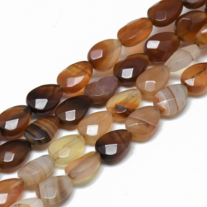 Natural Red Agate Bead Strands, Faceted, Dyed, Drop