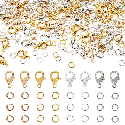 400 шт 4 цвета сплава застежки-клешни омара, с 800 соединительными кольцами