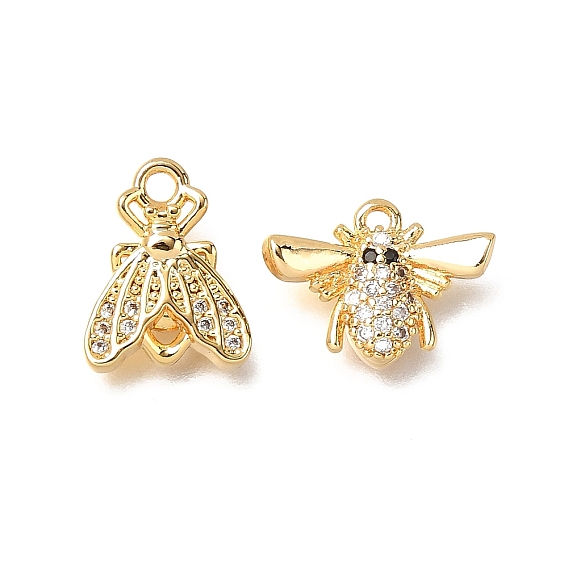 Латунные микро проложить кубического циркония прелести, пчелы/муха, долговечный, без никеля , реальный 18 k позолоченный