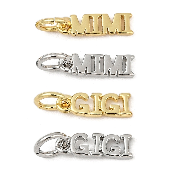 Латунь прелести, слово мими/джиги, с целью перехода в кольце, без кадмия и без свинца, стойки покрытие, долговечный