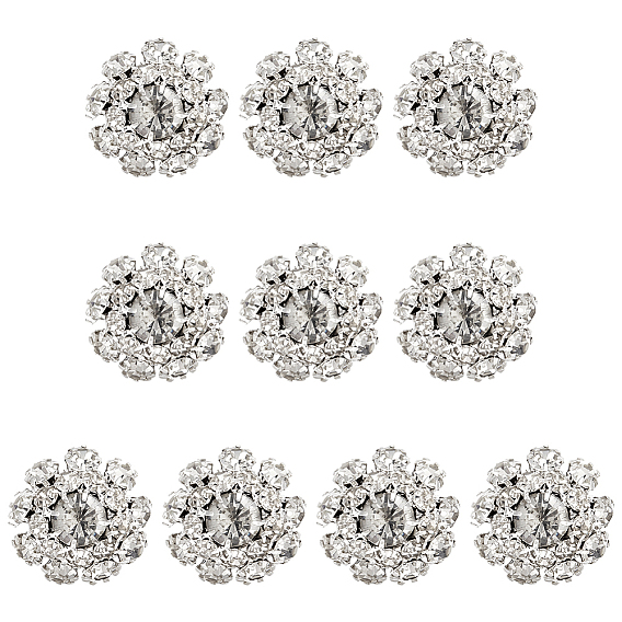 10 шт. 1 пуговицы из сплава со стразами и отверстиями, цветок