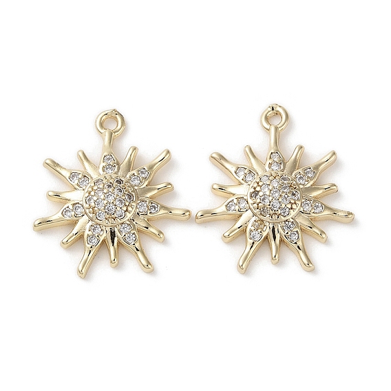 Латунные микропаве прозрачные подвески с фианитом, без кадмия, без никеля и без свинца, солнце