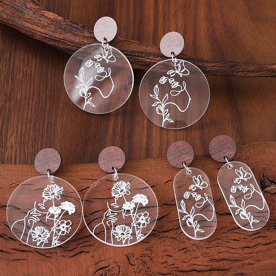 Акриловые серьги-гвоздики в богемном стиле, нержавеющей стали, украшения для женщин, платина