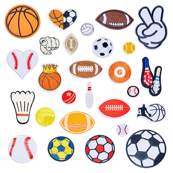 27 шт. 27 стили спортивная тема компьютерная вышивка тканевые нашивки, наклеить патч, аксессуары для костюма, аппликация