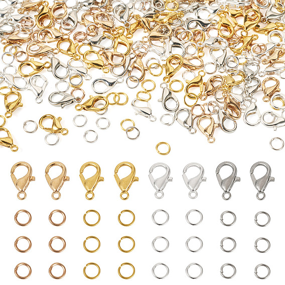 400 шт 4 цвета сплава застежки-клешни омара, с 800 соединительными кольцами