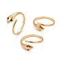 304 Stainless Steel Snake Wrap Open Cuff Ring with Rhinestone for Women