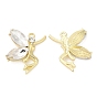 Light Gold Alloy Pendants, with Glass, Cadmium Free & Lead Free, Angel Charms