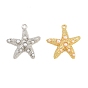 Colgantes de perlas de imitación de latón y plástico ABS, encanto de estrella de mar, larga duración plateado, sin plomo y cadmio