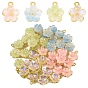 20Pcs 4 Colors Alloy Glass Charms, Flower, Golden