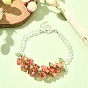 Flower Glass Beaded Link Bracelet with Alloy Clasps for Women