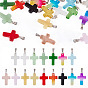 17Pcs 17 Colors Transparent Glass Pendants, Cross, with Platinum Iron Loop