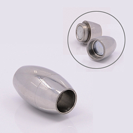 304 Stainless Steel Magnetic Clasps with Glue-in Ends, Oval