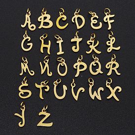 201 Stainless Steel Charms, Laser Cut, with Jump Rings, Alphabet A~Z