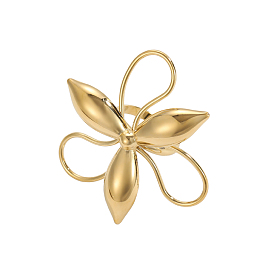 304 из нержавеющей стали Манжета кольца для женщин, цветок, долговечный, ионное покрытие (ip)