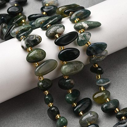 Природные моховой агат бисер нитей, самородки, Топ пробуренной, упавший камень, с бисером