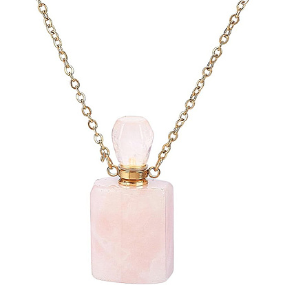 1Ожерелья из натуральных драгоценных камней в виде флаконов для духов, сердце/прямоугольник, ожерелья из железных цепей золотистого тона