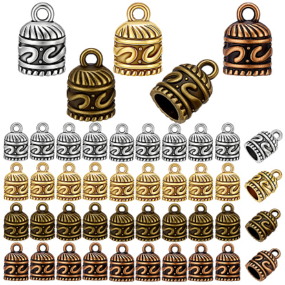 120Pcs 4 Colors Tibetan Style Alloy Cord Ends, End Caps, Column