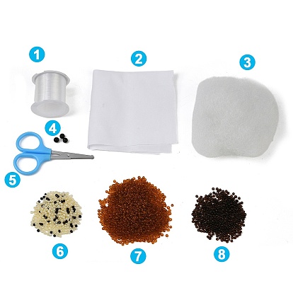 3d kit de bordado de cuentas de animales de vaca de las tierras altas para hacer uno mismo, con granos de la semilla acrílicos, Hilo de cristal elástico, tijeras, relleno de algodon, tejido