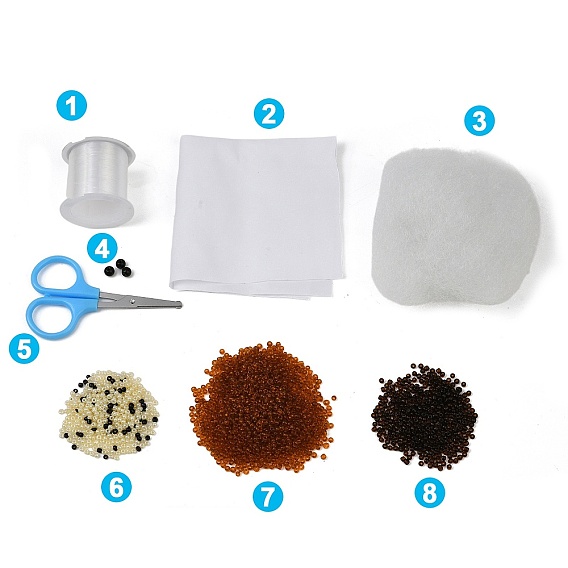 3d kit de bordado de cuentas de animales de vaca de las tierras altas para hacer uno mismo, con granos de la semilla acrílicos, Hilo de cristal elástico, tijeras, relleno de algodon, tejido