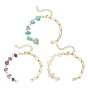 3 шт. 3 стили браслеты из синтетической бирюзы, натурального розового кварца и аметистового бисера с цепочкой, с 304 цепями со скрепками из нержавеющей стали