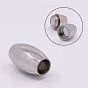 304 Stainless Steel Magnetic Clasps with Glue-in Ends, Oval