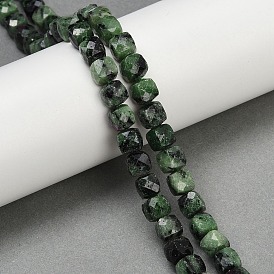 Natural Ruby in Zoisite Beads Strands, Faceted, Cube