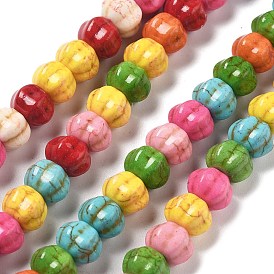 Синтетических нитей бирюзовые бусы, окрашеные, форма тыквы