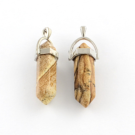 Picture Jasper Stone Pendants with Alloy Findings