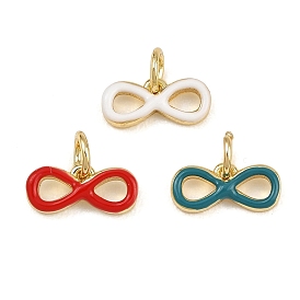 Brass Enamel Pendants, Infinity Charms, Long-Lasting Plated, Rack Plating, Lead Free & Cadmium Free, Real 18K Gold Plated