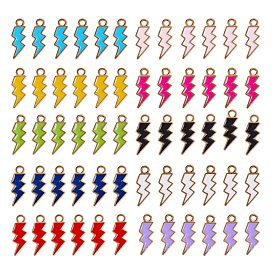60 piezas 10 colores Colgantes de esmalte de aleación chapados en oro claro, relámpago