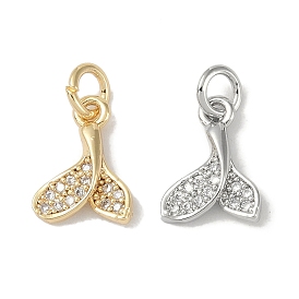 Brass Micro Pave Clear Cubic Zirconia Pendants, Fishtail