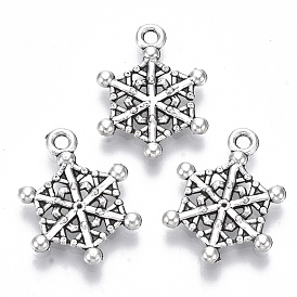 Tibetan Style Alloy Pendants, Lead Free & Cadmium Free, Snowflake