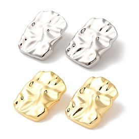 Rack Plating Brass Stud Earrings, Cadmium Free & Lead Free, Long-Lasting Plated, Rectangle