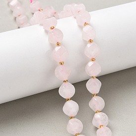 Природного розового кварца нитей бисера, граненые, твист, с бисером