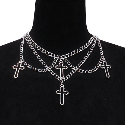 Модные готические ожерелья из сплава с крестом и кисточками для женщин