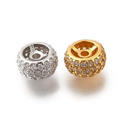 925 бусины из стерлингового серебра с микропаве, прозрачные бусины из кубического циркония, рондель