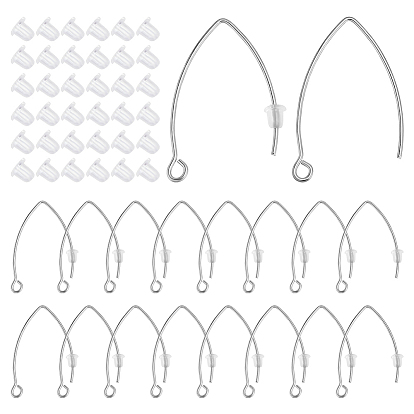 50 шт. 304 крючки для серег из нержавеющей стали, с горизонтальной петлей, 80 гайки ушные пластиковые