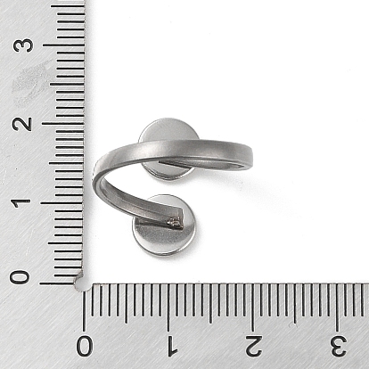 304 Stainless Steel Open Cuff Ring Findings, Pad Ring Setting, Flat Round