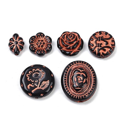 Непрозрачные акриловые бусины, красный цвет заплетен