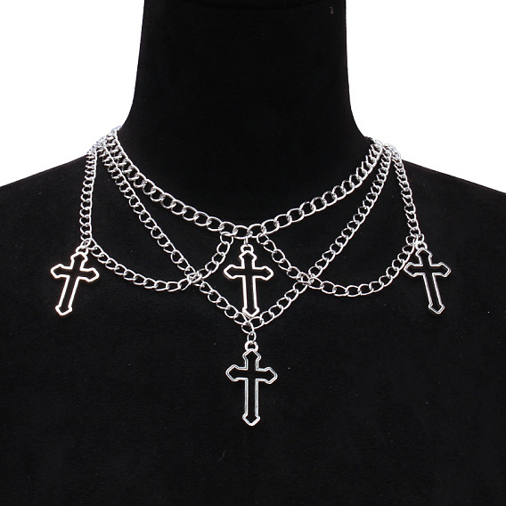 Модные готические ожерелья из сплава с крестом и кисточками для женщин