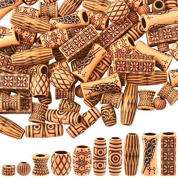 100шт. 10 стили имитация дерева акриловые европейские бусины, бусины с большим отверстием, колонка