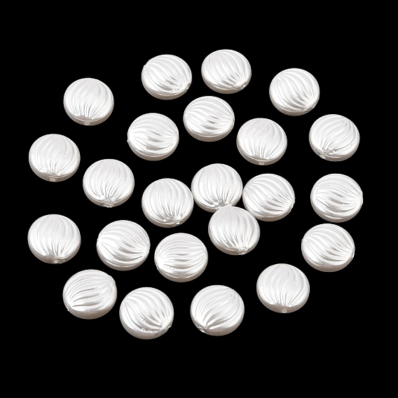 ABS Plastic Imitation Pearl Beads, Swirl Flat Round