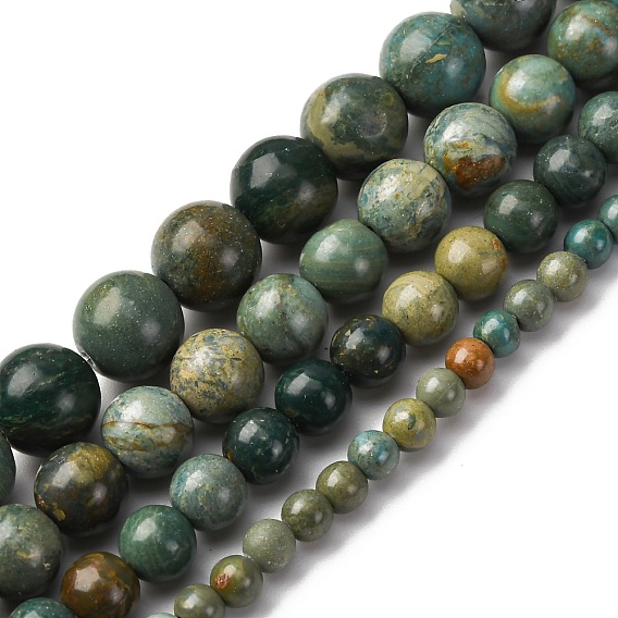 Нити бусин из натурального нефрита шушан, круглые