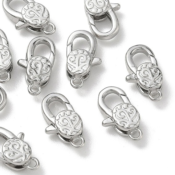 SHEGRACE Brass Lobster Claw Clasps, Flat Round, Cadmium Free & Lead Free & Nickel Free