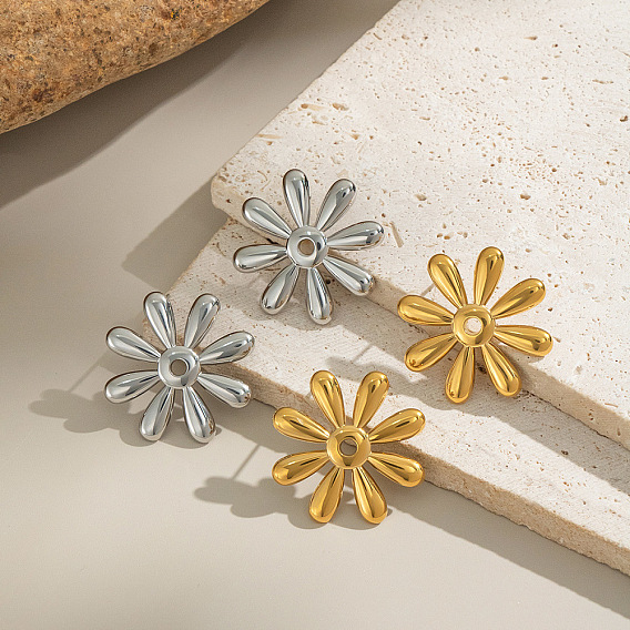 Серьги-гвоздики из нержавеющей стали в форме цветка