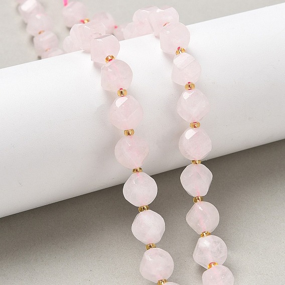 Природного розового кварца нитей бисера, граненые, твист, с бисером