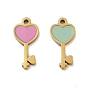 Ионное покрытие (ip) 316 брелоки из нержавеющей стали с эмалью, сердце ключ очарование, реальный 18 k позолоченный